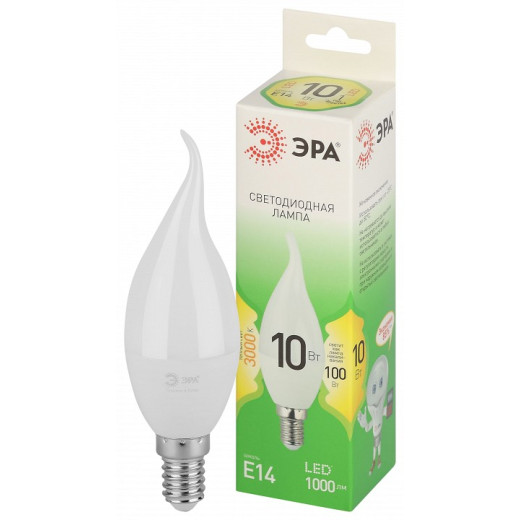 Лампа светодиодная Эра Green Line E14 10Вт 3000K LED BXS-10W-830-E14 GL