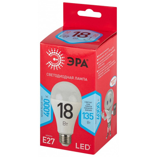 Лампа светодиодная Эра  E27 18Вт 4000K LED A65-18W-840-E27 R