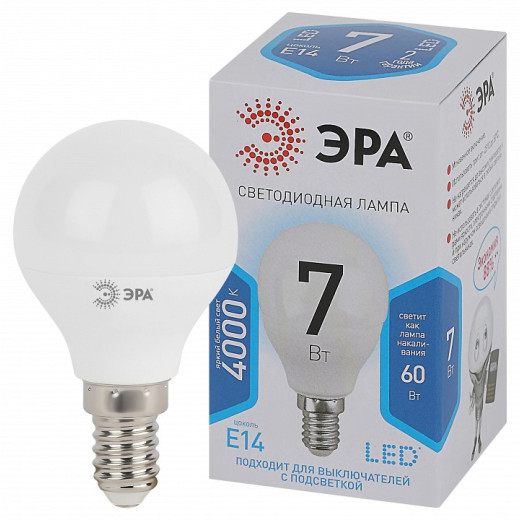Лампа светодиодная Эра Стандарт E14 7Вт 4000K LED P45-7W-840-E14