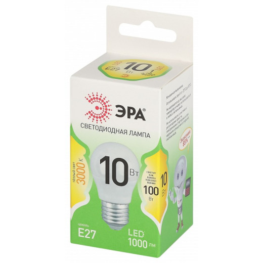Лампа светодиодная Эра Green Line E27 10Вт 3000K LED P45-10W-830-E27 GL