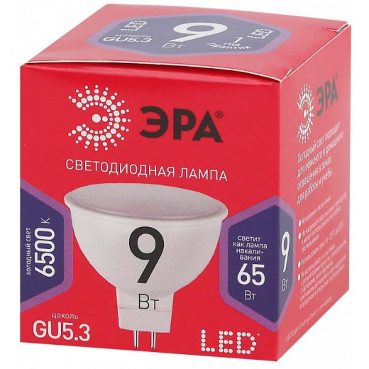 Лампа светодиодная Эра  GU5.3 9Вт 6500K LED MR16-9W-865-GU5.3 R