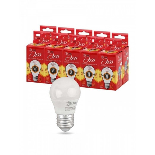 Лампа светодиодная Эра  E27 8Вт 2700K ECO LED P45-8W-827-E27 R