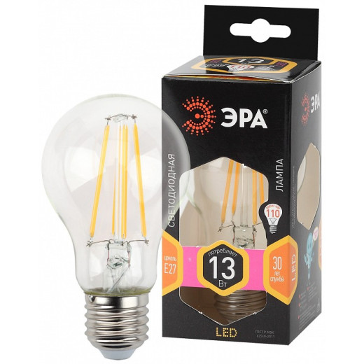 Лампа светодиодная Эра F-LED E27 13Вт 2700K F-LED A60-13W-827-E27