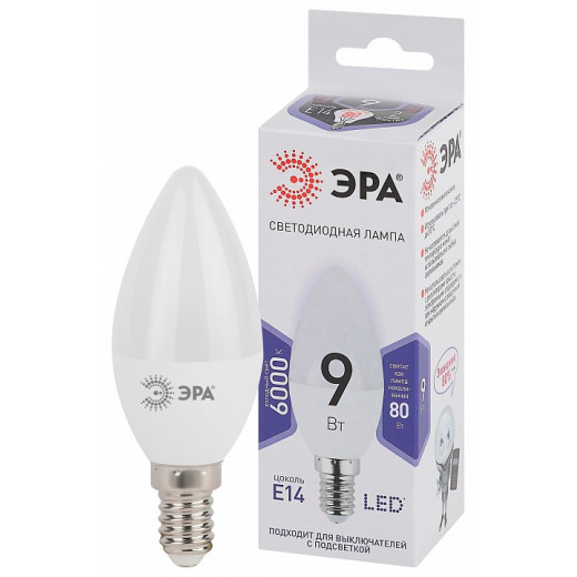 Лампа светодиодная Эра Стандарт E14 9Вт 6000K LED B35-9W-860-E14