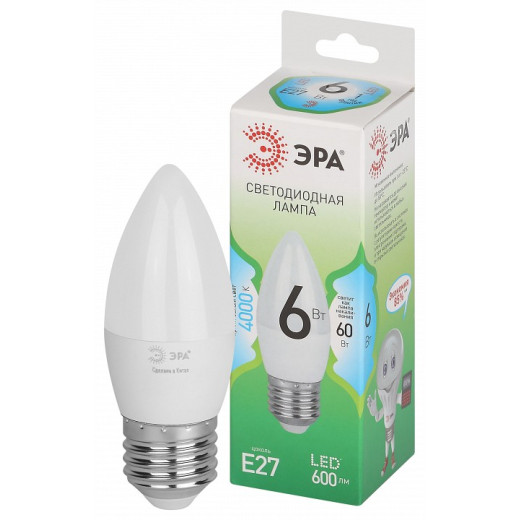 Лампа светодиодная Эра Green Line E27 6Вт 4000K LED B35-6W-840-E27 GL