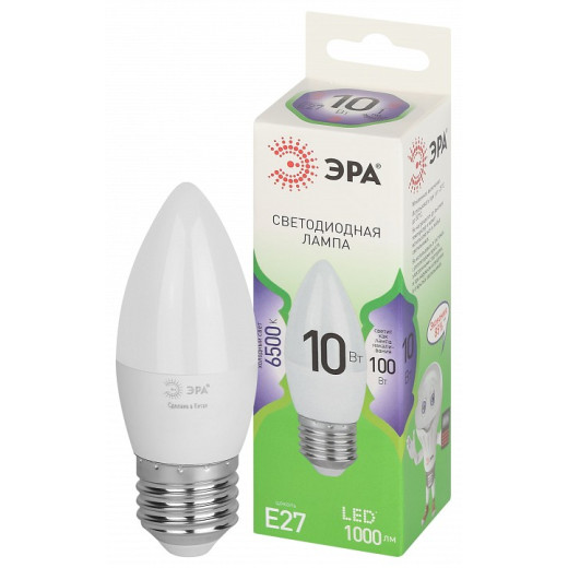 Лампа светодиодная Эра Green Line E27 10Вт 6500K LED B35-10W-865-E27 GL