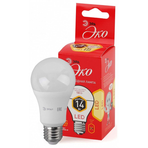 Лампа светодиодная Эра  E27 14Вт 2700K ECO LED A60-14W-827-E27 R