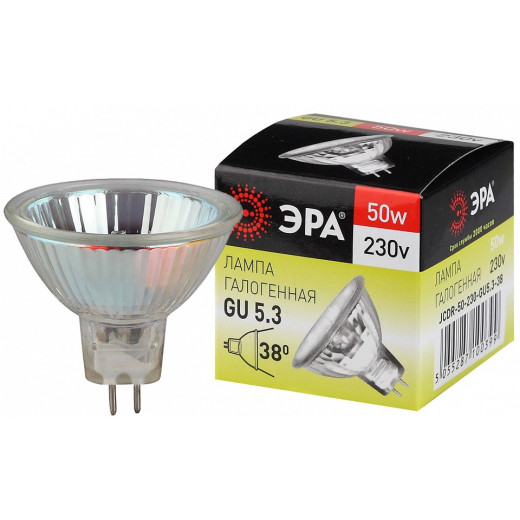 Лампа галогеновая Эра  GU5.3 50Вт 3000K GU5.3-JCDR (MR16) -50W-230V-CL