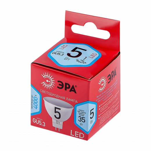 Лампа светодиодная Эра  GU5.3 5Вт 4000K LED MR16-5W-840-GU5.3 R