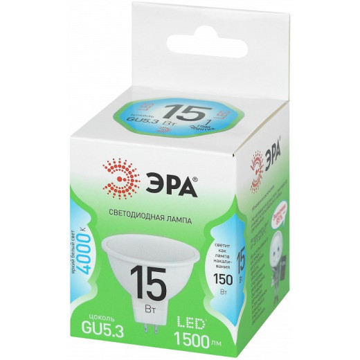 Лампа светодиодная Эра  GU5.3 15Вт 4000K LED MR16-15W-840-GU5.3 GL