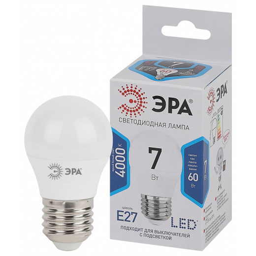 Лампа светодиодная Эра Стандарт E27 7Вт 4000K LED P45-7W-840-E27