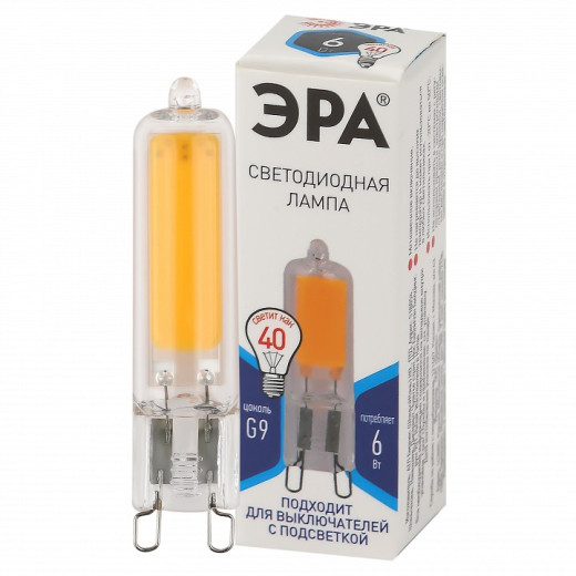 Лампа светодиодная Эра  G9 6Вт 4000K LED JCD-6W-GL-840-G9