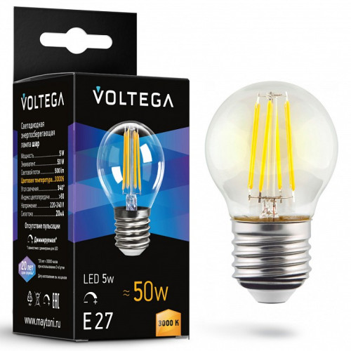 Лампа светодиодная Voltega Globe dim 5W E27 5Вт 3000K 7202