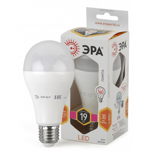 Лампа светодиодная Эра Стандарт E27 19Вт 2700K LED A65-19W-827-E27