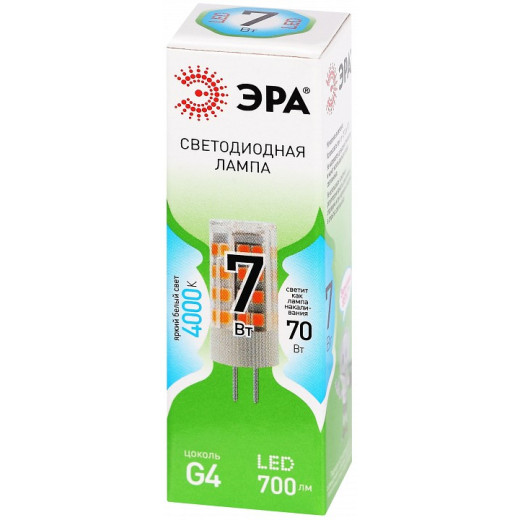 Лампа светодиодная Эра Green Line G4 7Вт 4000K LED G4-JC-7W-840-12V GL