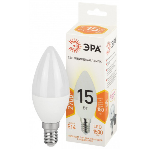 Лампа светодиодная Эра Стандарт E14 15Вт 2700K LED B35-15W-827-E14