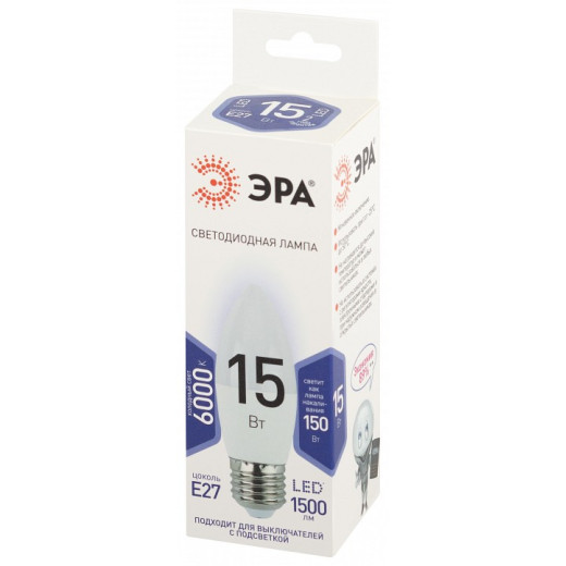 Лампа светодиодная Эра Стандарт E27 15Вт 6500K LED B35-15W-860-E27