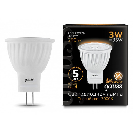 Лампа светодиодная Gauss  GU4 3Вт 3000K 132517103