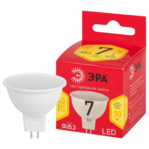 Лампа светодиодная Эра  GU5.3 7Вт 2700K LED MR16-7W-827-GU5.3 R