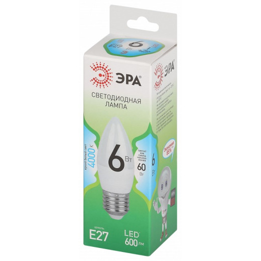 Лампа светодиодная Эра Green Line E27 6Вт 4000K LED B35-6W-840-E27 GL