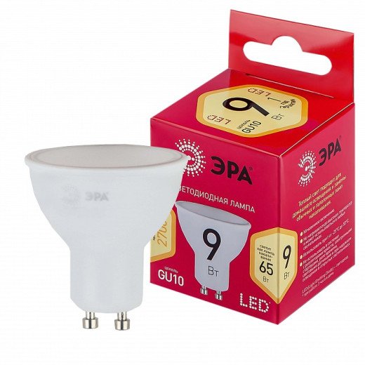Лампа светодиодная Эра  GU10 9Вт 2700K LED MR16-9W-827-GU10 R