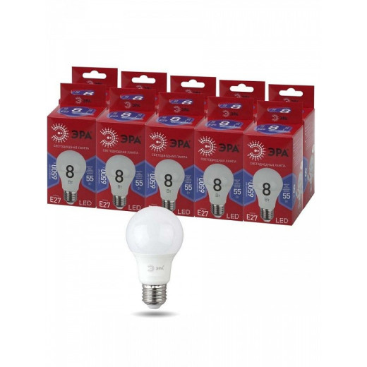 Лампа светодиодная Эра  E27 8Вт 6500K LED A55-8W-865-E27 R