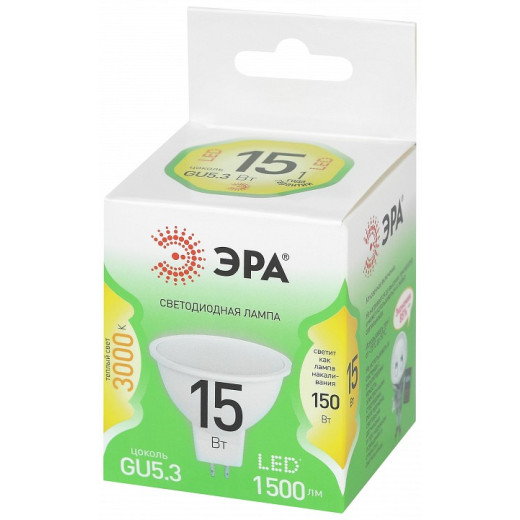 Лампа светодиодная Эра  GU5.3 15Вт 3000K LED MR16-15W-830-GU5.3 GL