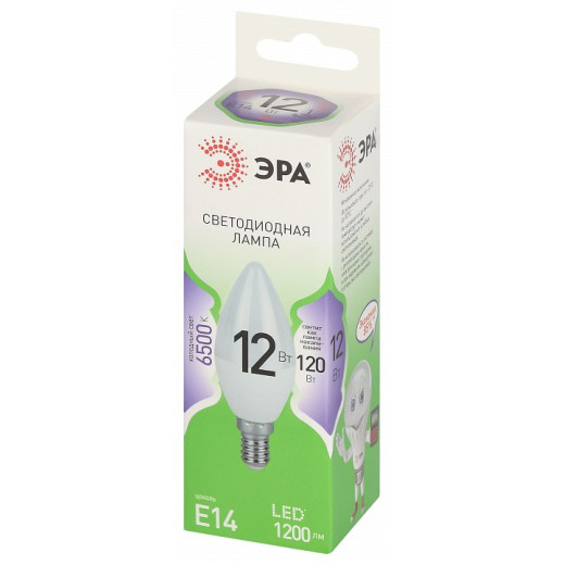 Лампа светодиодная Эра Green Line E14 12Вт 6500K LED B35-12W-865-E14 GL