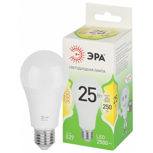 Лампа светодиодная Эра Green Line E27 25Вт 3000K LED A60-25W-830-E27 GL