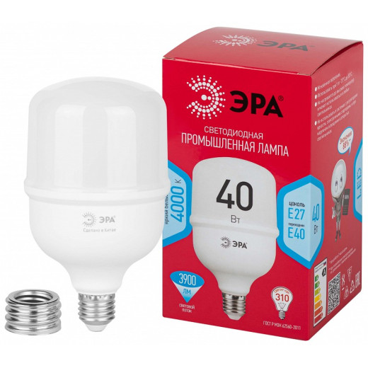 Лампа светодиодная Эра  E27, E40 40Вт 4000K LED POWER T100-40W-4000-E27/E40 R