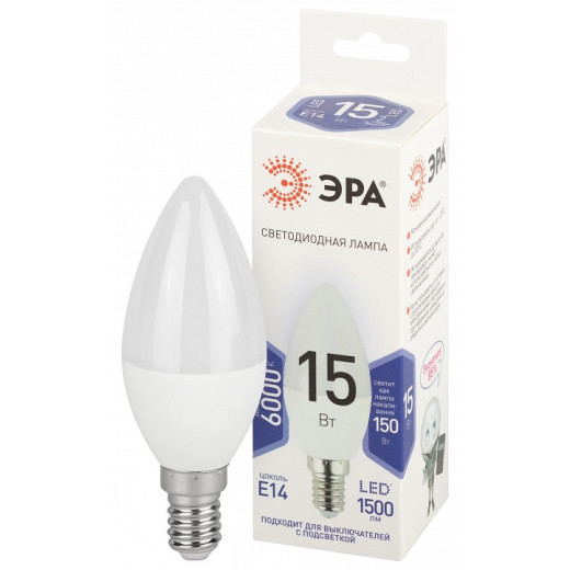 Лампа светодиодная Эра Стандарт E14 15Вт 6500K LED B35-15W-860-E14