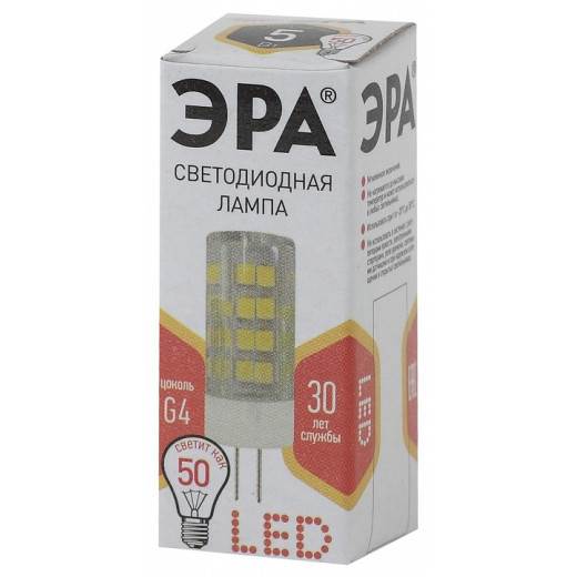 Лампа светодиодная Эра Стандарт G4 5Вт 2700K LED JC-5W-220V-CER-827-G4