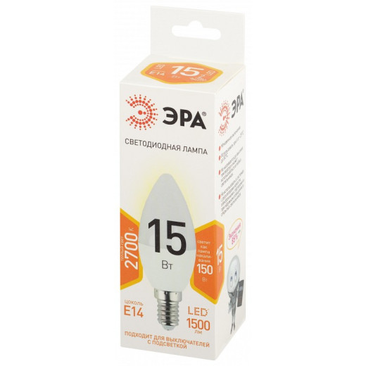 Лампа светодиодная Эра Стандарт E14 15Вт 2700K LED B35-15W-827-E14
