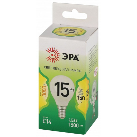 Лампа светодиодная Эра Green Line E14 15Вт 3000K LED P45-15W-830-E14 GL