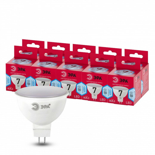 Лампа светодиодная Эра  GU5.3 7Вт 4000K LED MR16-7W-840-GU5.3 R