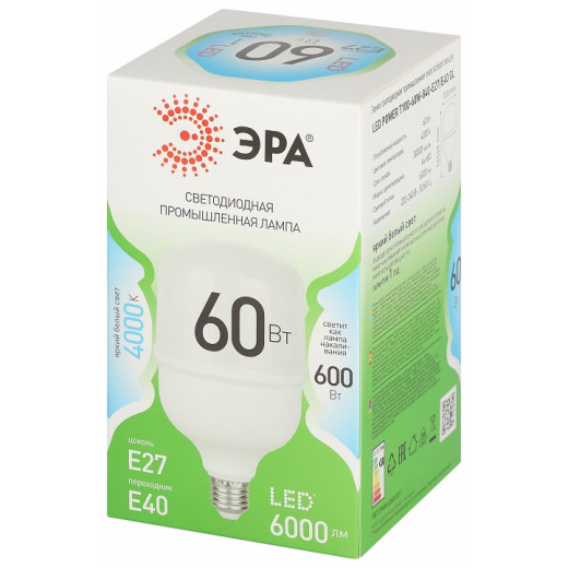 Лампа светодиодная Эра Green Line E27/E40 60Вт 4000K LED POWER T100-60W-840-E27/E40 GL