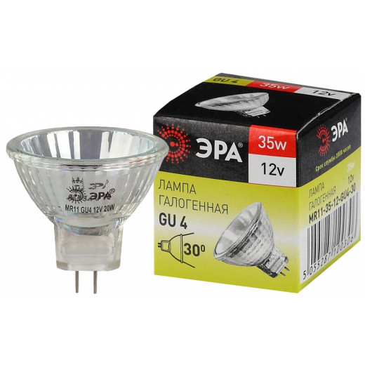 Лампа галогеновая Эра  GU4 35Вт 3000K GU4-MR11-35W-12V-30CL