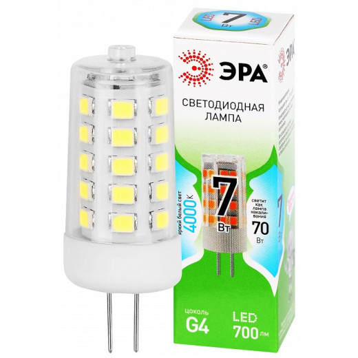 Лампа светодиодная Эра Green Line G4 7Вт 4000K LED G4-JC-7W-840-12V GL