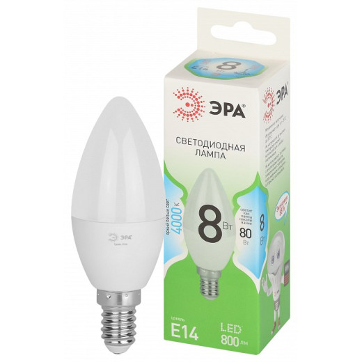 Лампа светодиодная Эра Green Line E14 8Вт 4000K LED B35-8W-840-E14 GL
