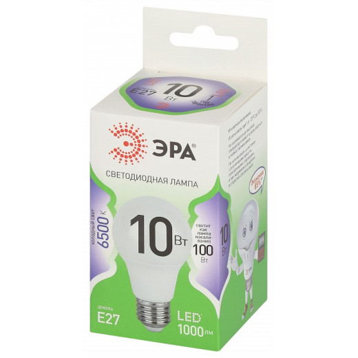 Лампа светодиодная Эра Green Line E27 10Вт 6500K LED A60-10W-865-E27 GL