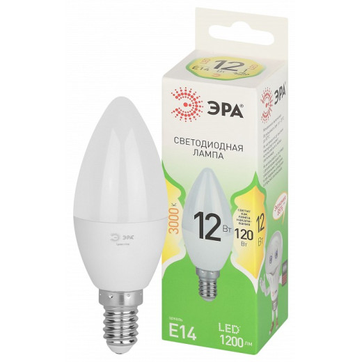 Лампа светодиодная Эра Green Line E14 12Вт 3000K LED B35-12W-830-E14 GL