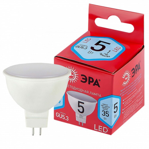 Лампа светодиодная Эра  GU5.3 5Вт 4000K LED MR16-5W-840-GU5.3 R