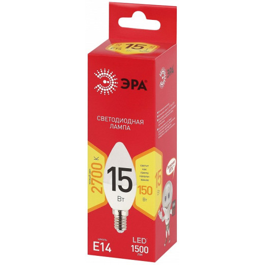 Лампа светодиодная Эра  E14 15Вт 2700K LED B35-15W-827-E14 R