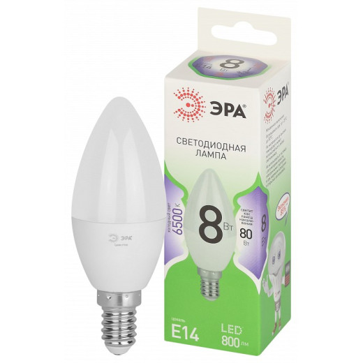 Лампа светодиодная Эра Green Line E14 8Вт 6500K LED B35-8W-865-E14 GL