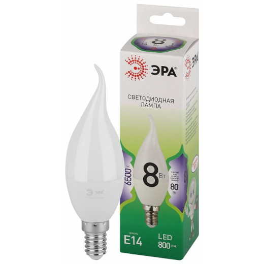 Лампа светодиодная Эра Green Line E14 8Вт 6500K LED BXS-8W-865-E14 GL