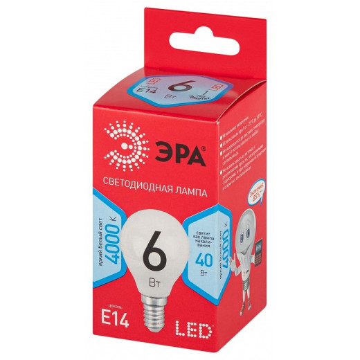 Лампа светодиодная Эра  E14 6Вт 4000K LED P45-6W-840-E14 R