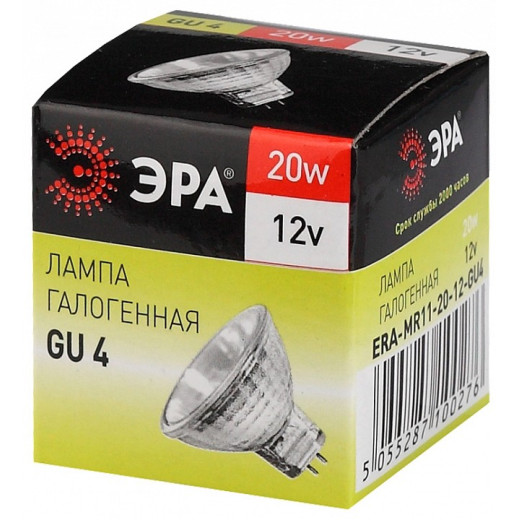 Лампа галогеновая Эра  GU4 20Вт 3000K GU4-MR11-20W-12V-30CL