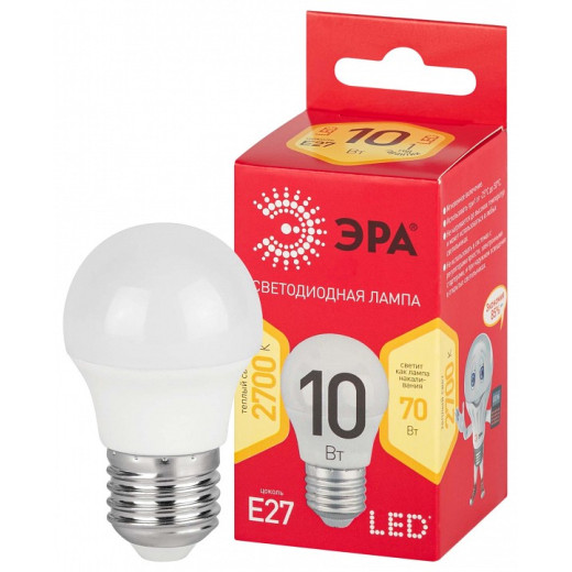 Лампа светодиодная Эра  E27 10Вт 2700K LED P45-10W-827-E27 R