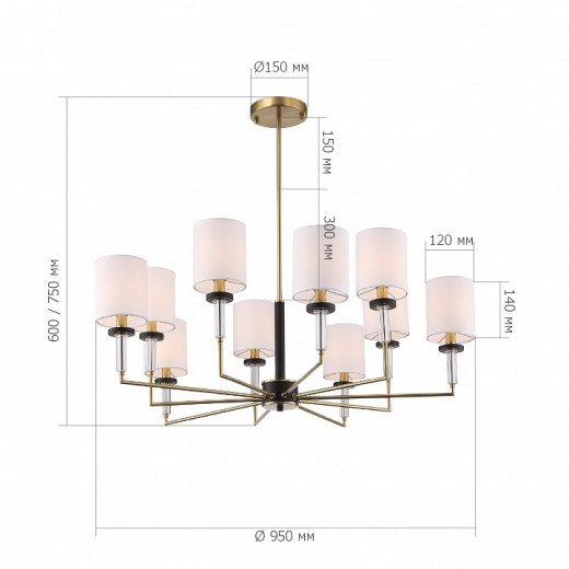 Люстра на штанге ST-Luce BLACK+BRASS SL1404.303.10