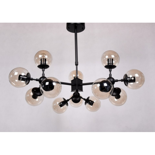 Люстра на штанге LUMINA DECO Zodiak LDP 160-12 BK+TEA